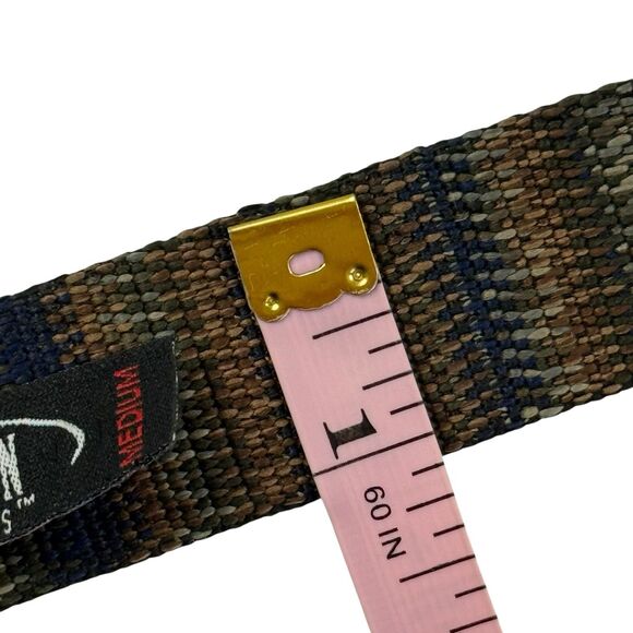 Bison Designs Belt Rose Gold Buckle Coyote Striped Nylon Webbed Size Medium USA - Picture 6 of 7